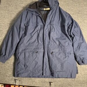 LL Bean Parka Mens 2XL Tall Blue Hooded Zip-Out Down Liner Winter Jacket Coat